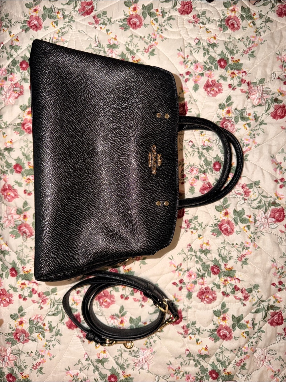 Coach Black Pebbled Leather Satchel with Gold Hardware